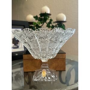 ANTIQUE IMPERLUX LEAD CRYSTAL QUEEN‎ LACE PEDESTAL FRUIT OR COMPOTE BOWL